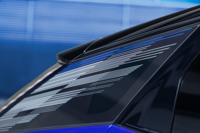 Close-up of the Modern Pattern on the 2026 OPTIQ-V Rear Quarter Glass | King Cadillac in FLORENCE SC